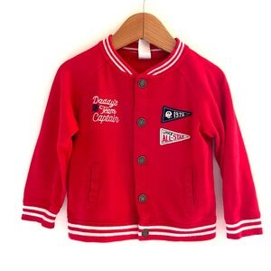 3/$20💥Daddy's Team Varsity Bomber Terry Jacket, Father's Day, Red & White Trim